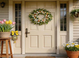 26 Inch Spring Greenery Wreath for Front Door, White Daisy & Yellow Forsythia Floral Wreath with V1258-DP02-C-2682