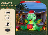 Jingle Jollys Christmas Inflatable Dragon 1.8M Height LED Outdoor Decorations Illuminated XMAS-INF-GRAGON-6FT