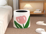 Floral Trash Can Large Mouth Cute Appearance Modern Style Garbage Waste Basket for Kitchen Bathroom V1294-YM0521-3117230064313