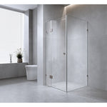 120x120cm Corner Frameless Shower Screen with Chrome Brackets and SS Hinges, Round Handle V63-941951