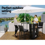 Gardeon 3-Piece Outdoor Bar Set Patio Dining Chairs Wicker Table Stools ODF-BARSET-STORE-3SET