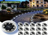 solar ground disk lights, outdoor lighting Australia, 8 LED lights, stainless steel solar lights, V1106-124-56785-WHI-16PCS