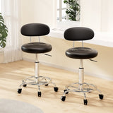 Artiss 2x Salon Stool Swivel Chair Backrest Black SALON-B-4128-BKX2