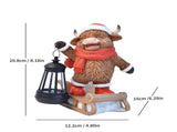 Christmas Sleigh Highland Cow Solar Garden Light Style 8 - Resin Animal Statue with Sunflower, Warm V888-ELOSUNG55517