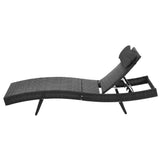 Gardeon Sun Lounge Wicker Lounger Outdoor Furniture Beach Chair Garden Adjustable Black FF-LOUNGE-WA-BK