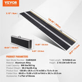 VEVOR Portable Wheelchair Ramp, 305 cm 363 kg Capacity, Non-Slip Aluminum Folding Threshold Ramp, V952-ZDKMJPD120YCUEI5QV0