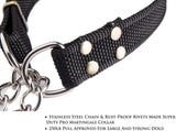 Stainless Steel Nylon Chain Martingale Collar Comfort Heavy Duty Large Dog Collar Escape Perfect for V1258-DP02-F-546