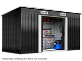 PlantCraft Galvanised Steel Garden Shed 2.38 x 1.31 x 1.82m, with 2 Sliding Doors, 2 Air Vents, V219-GSDSTLPC31SA