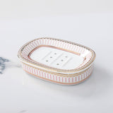 2PCS Ceramic Marble Self-draining Soap Holder,Double Layer Bar Soap Holder with Drain,Soap Dishes V1192-AZ-W-10183