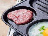 Nonstick Square Grill Pan 3 Section Versatile Breakfast Skillet Divided Egg Frying Pan for Stove V1294-YM0901-3118240108311
