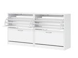 Artiss 2x Shoe Cabinet Storage Organiser 2 Flip Drawer White FURNI-SHOE-3D2-WHX2