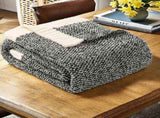 Black and White Plush Chenille-Knit Throw Blanket - Soft Cozy Polyester for Bed & Sofa Textured V888-ELOSUNG27857