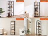 Metal Bookshelf, 6-Tier Industrial Bookcase, Tall Narrow Rustic Vintage Storage Bookshelf with Open V952-JSSJZFXJSM6C1HUL3V0