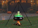 Halloween Outdoor Decorations Witch Cauldron Tripod Stand Fog Machine With - Black - Size 130cm V1107-129-27299-BLK-130CM