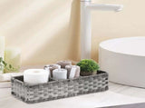 Multiuse Hand Woven Plastic Wicker Basket with Divider for Organizing-Rustic Farmhouses Bathroom V1370-AZ4-19748