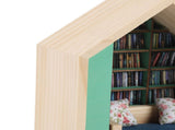 Miniature Bookshelf Handmade Wooden House Model with Small Pillows Funny Mini Bookshelf Ornament for V1294-YM0901-3115240127511