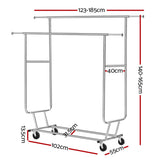 Artiss Clothes Rack Airer Double Rail Coat Stand Adjustable Hanger HANGER-1955A-D-SI