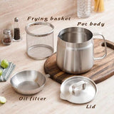 1.5L Stainless Steel Oil Filter Pot, Bacon Grease Container with Strainer for Kitchen V1263-JX-7735