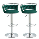 SERENIT Silver Swivel Upholstered Velvet Adjustable Height Counter Stool with Metal Frame Emerald V255-GP2311R-GREEN
