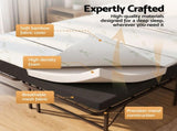 Giselle Queen Folding Bed with Mattress 4 Fold Metal Frame Guest Bed Bamboo Cover FOAM-MFM-BF-RABAM-Q