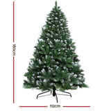 Jingle Jollys Christmas Tree 1.8m Snowy Xmas Tree Decoration 650 Tips XM-TR-WELL-6F-SNOW