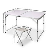 Portable Folding Picnic Camping Set BBQ Party Aluminium Table 4 Foldable Chairs V610-PICTAB/W/C-SEP