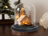 Glass Dome with Black Wooden Base - Clock Shaped Display Case - Home Decor - Desk Ornament V1258-DP02-BOL-433
