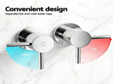 Cefito 4.5" Handheld Shower Head Round with Wall Twin Swivel Bathroom Tap Silver SHOWER-A4-RO-SI-TAP-RO
