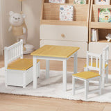 Bopeep Kids Table and Chairs Set Wooden Study Play 4PCS KD1173TB1025