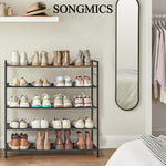 SONGMICS 5 Tier Shoe Rack Storage Organizer for 20-25 Pairs with 4 Hooks Rustic Brown LMR035B01 V227-8498101000141