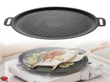 Nonstick Korean Grill Pan 14.17 Inch Round BBQ Griddle Pan, Heavy Duty Baking Tray Stove Top V1192-AZ-W-26257