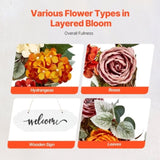 Artificial Decorative Wreath 60.96 cm Red Orange Yellow Hydrangeas Roses V952-ZSHHXQHMPHCH0I3Y1V0
