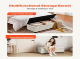 Storage Ottoman Bench, Button-Tufted End of Bed Bench with Side Bags, Flip-up Upholstered Storage V952-BYWSZYXTK404XZWNY001V0