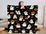 Halloween Throw Blanket Cozy Microfiber Blanket Soft Flannel Throw Festive Home Pumpkin Ghost V1107-114-889461-BLK6
