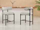 Sleek White Quartz Metal Boucle Elsa Bar Stools V264-DNC-417B-MCR-02-1