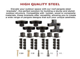 Roof Pergola Gazebo Shed Matte Black Steel Brackets DIY Kits V63-847761