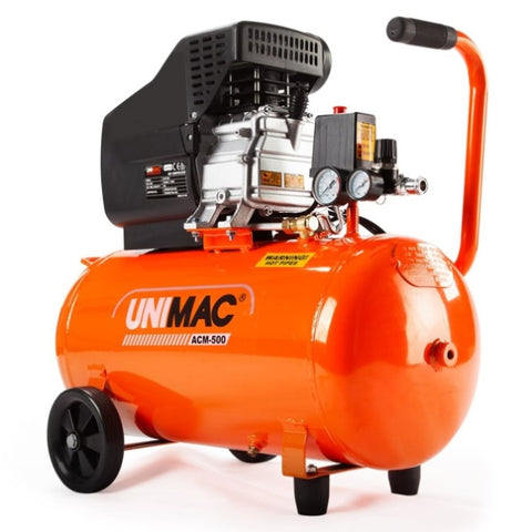 UNIMAC Portable Electric Air Compressor, 50L 3HP Direct Drive, Includes 5pc Air Tool Kit V219-ACMOILUMCA500