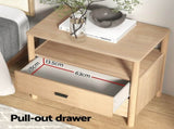 Artiss Bedside Table Nightstand 2 Drawers - Pine FUR-T-BS-03-WD