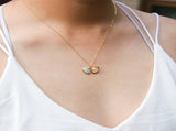 Gift Box - Aroma Necklace 925 Silver, Gold coated - Green Shell Paradise Peach Purify Oil V760-GBAJ - 11