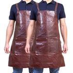 2x Pierre Cardin Professional Leather Apron Butcher Woodwork Barber - Chestnut V563-PC3433-CHESTNUT_2X