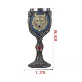 Resin Wolf Head Emblem Wine Goblet 2 PCS, Gothic Carved Resin Cup, Stainless Steel Inner Liner, V1221-XM-LB4258-ZS107