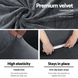 Artiss Sofa Cover Couch Covers 4 Seater Velvet Grey SCOVER-VEL-4-GY