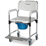 Equipmed Commode Shower Chair, Over Toilet or Bedside 136kg Capacity Aluminium frame with Wheels, V219-HELSBSEQCC4A