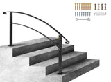 4-Steprail Fits 1 or 4 Steps Matte Black Stair Rail Wrought Ironrail with Installation Kit V952-4FTHWTYFSBLACK001V0