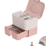 Cosmetic Storage Box 2 Layers Drawer Large Capacity Portable Makeup Storage Box with Handle for Nail V1294-YM0626-3117220310311