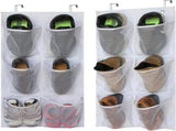 2 Packs Narrow Over the Door Shoe Organizer, Wall Hanging Shoe Rack with Clear Mesh Pockets for V1237-ZY00B079L5P8CB