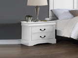 Bedside Table White Colour With 2 Drawers Night Stand Solid Wood Metal Handles V43-BST-SPNC-WH