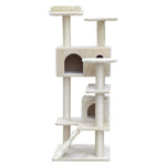 i.Pet Cat Tree 134cm Tower Scratching Post Scratcher Wood Condo House Bed Beige PET-CAT-801F-BE