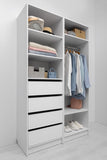 MALMO THREE SHELF/FOUR DRAWER WALK IN WARDROBE - SLIM SHAKER - WHITE V164-ECW4TB