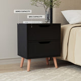 Artiss Bedside Table 2 Drawers - BODEN Black FURNI-L-SCAN-BS01-BK